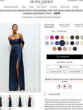 After Six Navy Satin Convertible Evening Gown